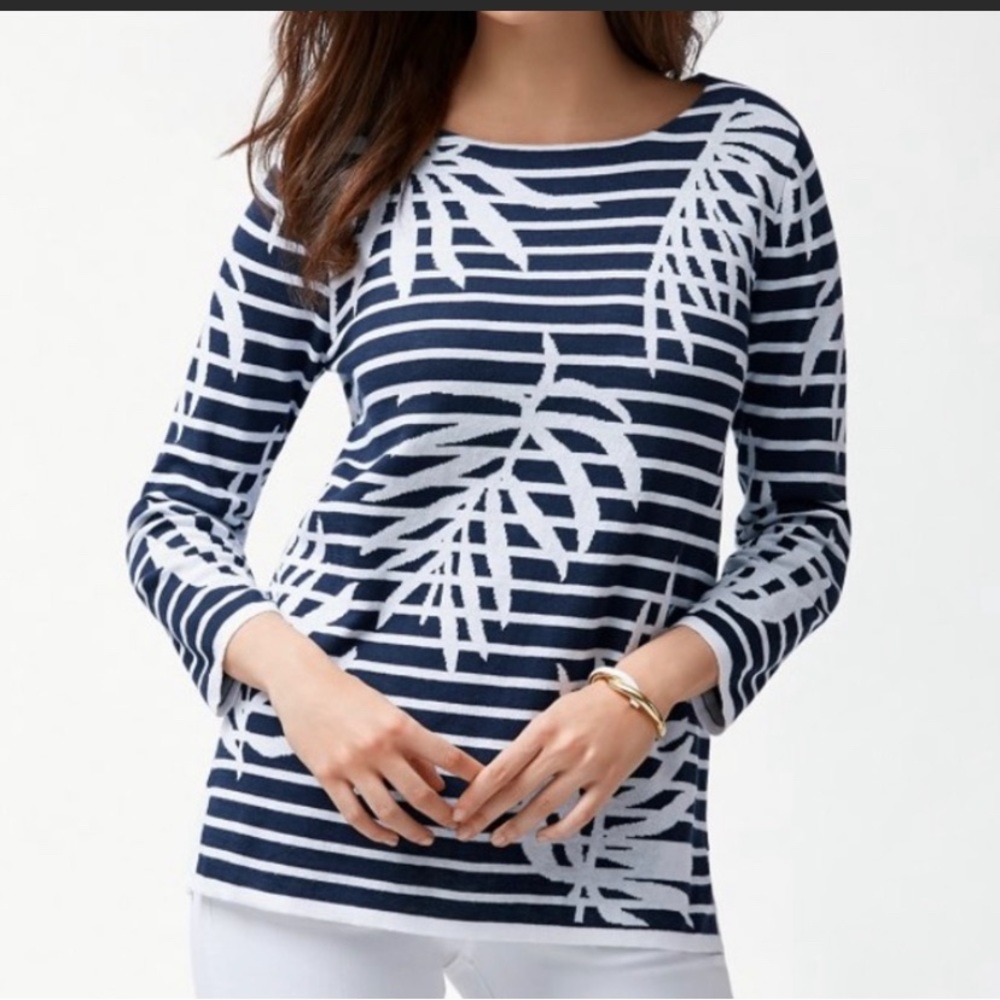 Tommy Bahama Let’s be Fronds Intarsia pullover, Color: Deep ocean Blue Size M